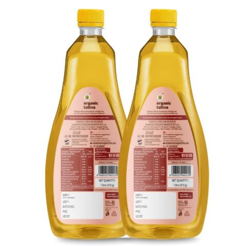 Organic Tattva, Organic Groundnut/Peanut Unrefined Cooking Oil, 1 Litre (Pack of 2)