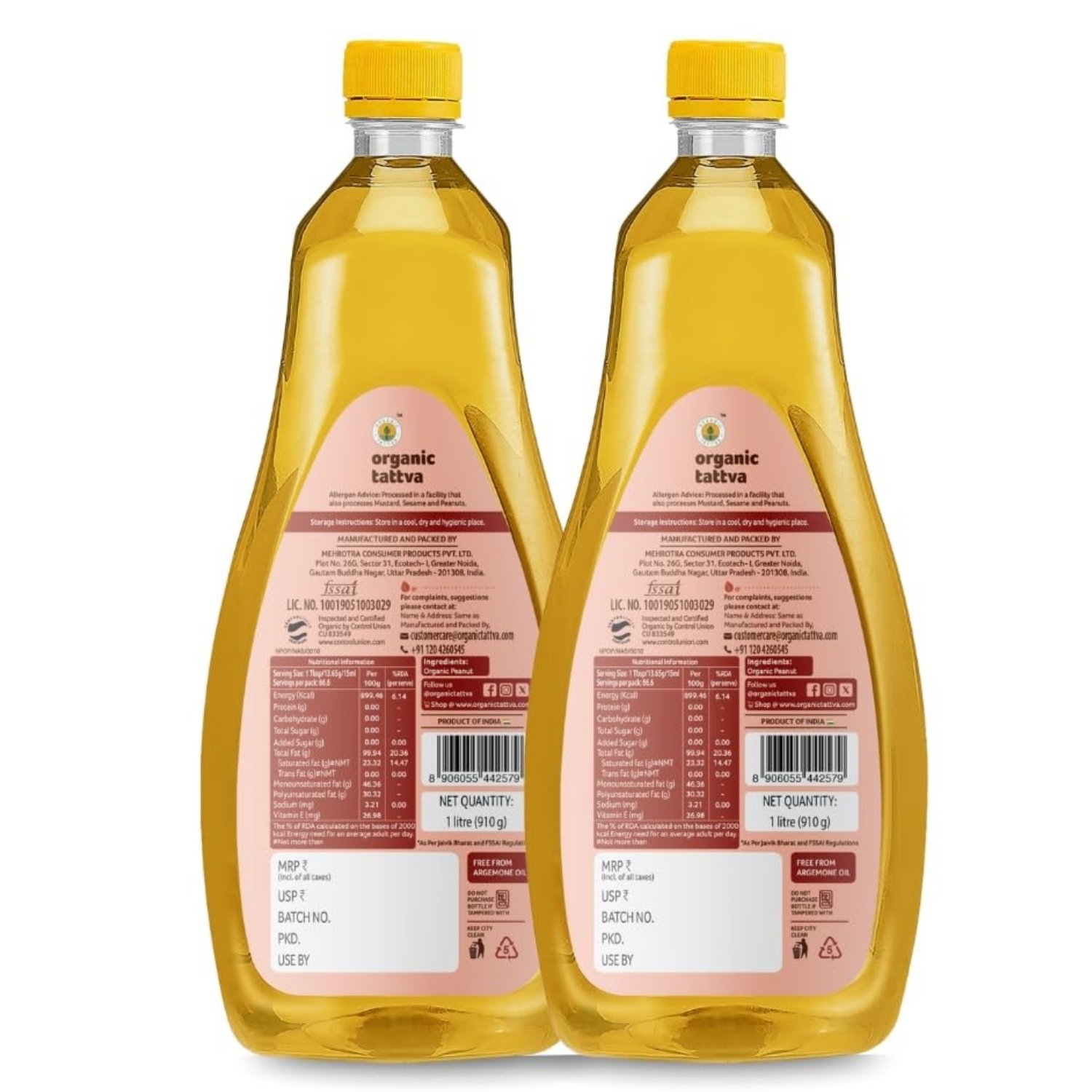 Organic Tattva, Organic Groundnut/Peanut Unrefined Cooking Oil, 1 Litre (Pack of 2) Organic Tattva, Organic Groundnut/Peanut Unrefined Cooking Oil, 1 Litre (Pack of 2)