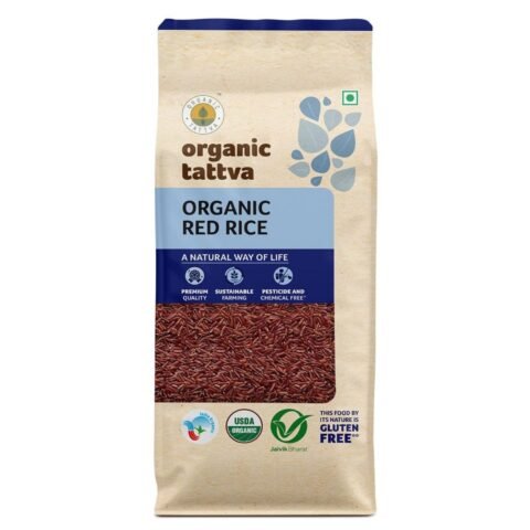 Organic Tattva – Organic Red Rice 1 KG | Rich Source of Iron, Vitamins and Antioxidants | Certified Organic, Gluten Free and No Additives