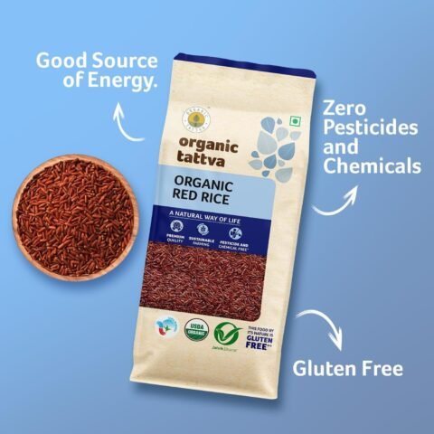 Organic Tattva – Organic Red Rice 1 KG | Rich Source of Iron, Vitamins and Antioxidants | Certified Organic, Gluten Free and No Additives