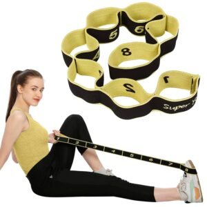 Strauss Yoga Belt for Women & Men|Yoga Strap with 8 Loop for Stretching |Strap Belt for Stretching Exercise| Daily Stretching, Physical Therapy, Fitness (Multicolor)