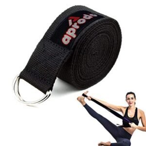Aprodo Yoga Strap [6/8/10 Feet Size Options] 1.5" Width 100% Cotton Straps with Adjustable D-Ring Buckle, Best for Yoga, Body Flexibility & General Fitness, Pack of 1