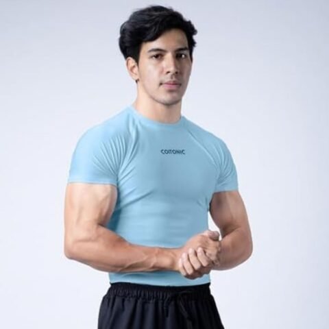 COITONIC Men Compression Half Sleeves Round Neck T-Shirt for Gym and Sports Wear