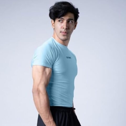 COITONIC Men Compression Half Sleeves Round Neck T-Shirt for Gym and Sports Wear