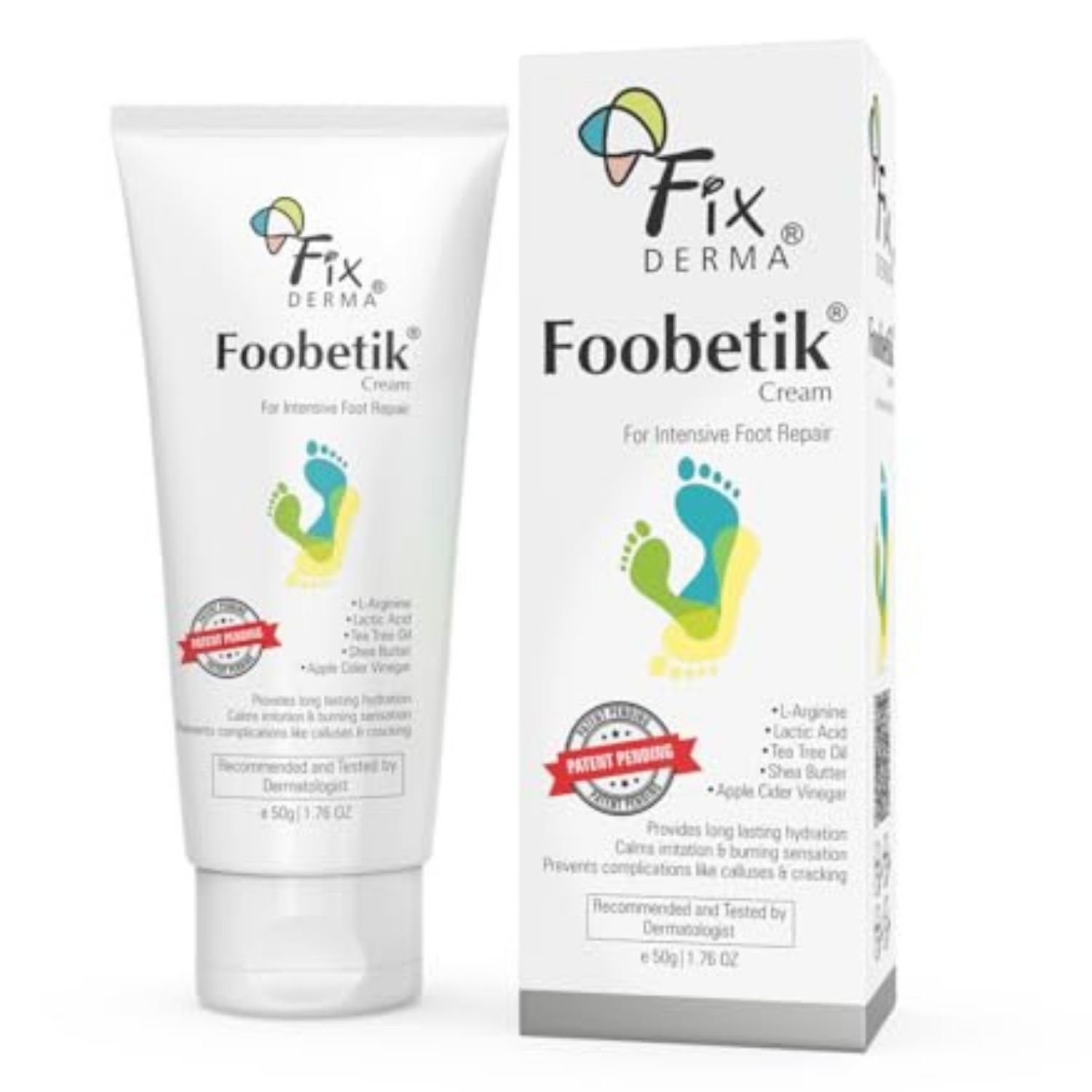 Fixderma Foobetik Cream, Foot cream, Foot care, For Dry & Cracked Feet, Moisturizes & Soothes Feet, Heel Repair, For Calloused, or Chapped Skin, Paraben Free