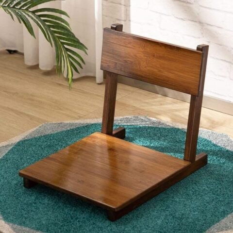 MAYAL Floor Sitting Chair, Wooden Meditation Seat with Backrest