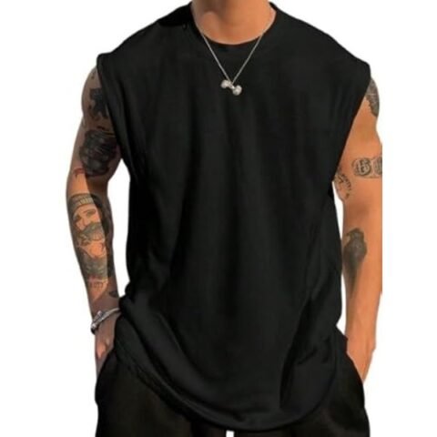 NETCLICK®Mens Tank Tops Sleeveless Round Neck Polycotton Vest for Gym, Running and Outdoor