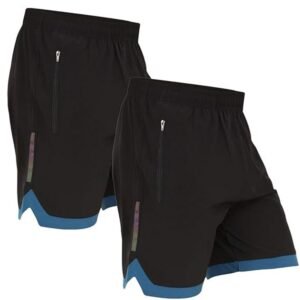 NINQ Mens 2 Pack Polyester Yoga Short Men Summer Running Gym Sports Shorts with Pockets Shorts for Men