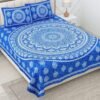 RajasthaniKart® Pure 100% Cotton Double Bed Sheet with 2 Pillow Covers (Bedsheet for Double Bed Cotton, Grey Small Booty Jaipuri, King Size)