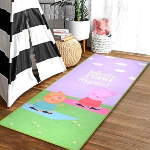 SARAL HOME EASY LIVING Anti-Skid Exercise/Yoga Mat (Blue, Microfiber, 60×130 cm) 60% Polyester 40% Cotton Yarn