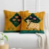 STITCHNEST Polycotton Cushion Covers Twin Peacock with Floral Pattern, 16×16 Inch,Traditional Home Decor, Sofa Styling & Gifting