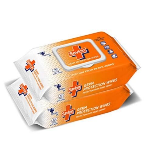 Savlon Germ Protection Wet Wipes – 72 Wipes | Multi Purpose | Fights Germs on Hands, Body and Surfaces | Easy to Carry | Use at home, office, in car and out of home