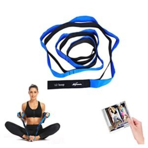 Signamio® Yoga Belt 8/10/12 Loop Option Varient, Stretching Belt, Yoga Props, Yoga Poster, Block for Gym & Fitness Kit (Multi Colour)