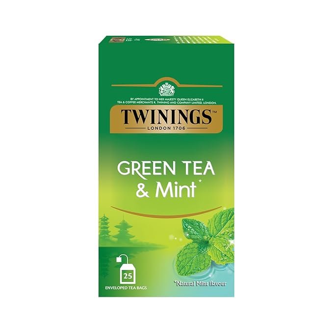 Twinings Green Tea & Mint, 25 Teabags, Green Tea, Cool & Refreshing Mint Flavour, 50 Grams