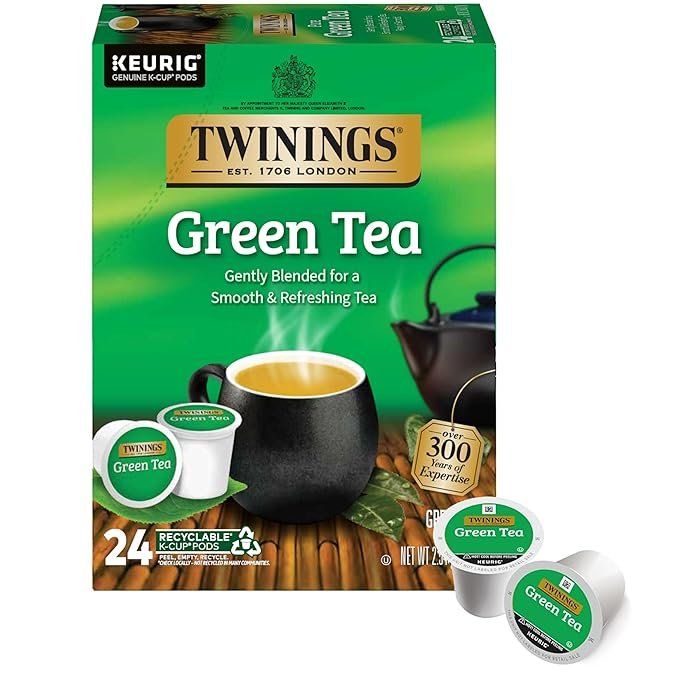 Twinings Pure Green Tea K-Cup Pods for Keurig, 24 Count (Pack of 1), Smooth Flavour, Enticing Aroma, Caffeinated, Enjoy Hot or Iced