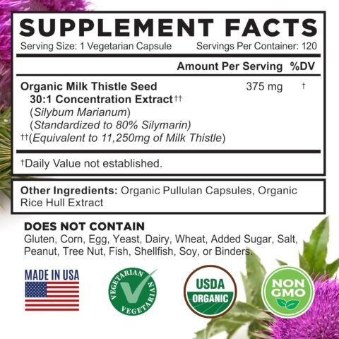 FarmHaven USDA Organic Milk Thistle Capsules | 30X Concentrated Seed Extract