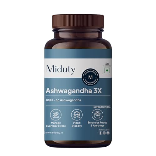 Miduty Ashwagandha 3X Supplement 500 Mg Serving