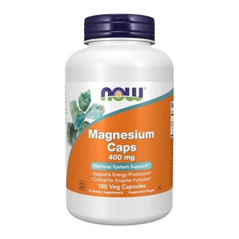 NOW Foods Supplements, Magnesium 400 mg, Enzyme Function*, Nervous System Support*, 180 Veg Capsules