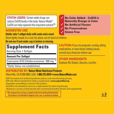 Nature Made CoQ10 200mg, Dietary Supplement for Heart Health Support, 105 Softgels, 105 Day Supply