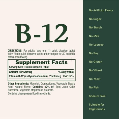 Nature’s Bounty Vitamin B12 2500 mcg