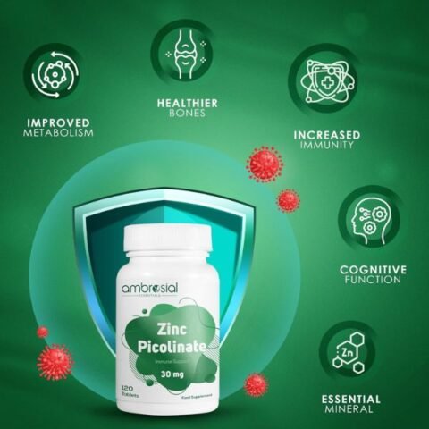 Ambrosial Zinc Picolinate 30mg, High Strength Zinc Supplements