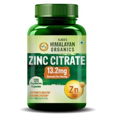 Vlado’s Himalayan Organics Zinc Citrate | Support Healthy Immune Function | Improve Iron Absorption | Antioxidant Support – 120 Veg Capsules
