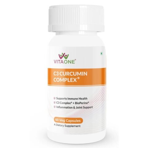 VitaOne C3 Curcumin Complex with BioPerine | 60 Veg Capsules | Turmeric Extract with Curcuminoids & Black Pepper for Enhanced Absorption | Plant-Based Supplement for Daily Wellness