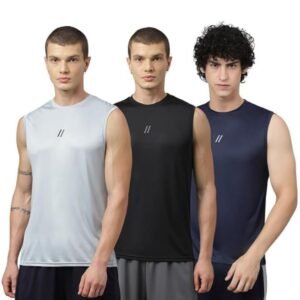 ATICX Men’s Slim Fit Polyester Sleeveless T Shirt – Sando Top Tank Muscle Tee for Sports, Gym, Running