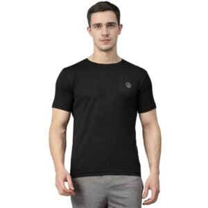 CHKOKKO Men's Solid Quick Dry Half Sleeve Regular Fit Round Crew Neck Active Sportswear Gym T-Shirt for Workout Training Running and Fitness Activities