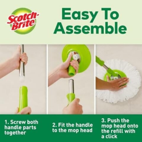 Scotch-Brite Stainless Steel Bucket Spin Mop with Bathroom Scrubber