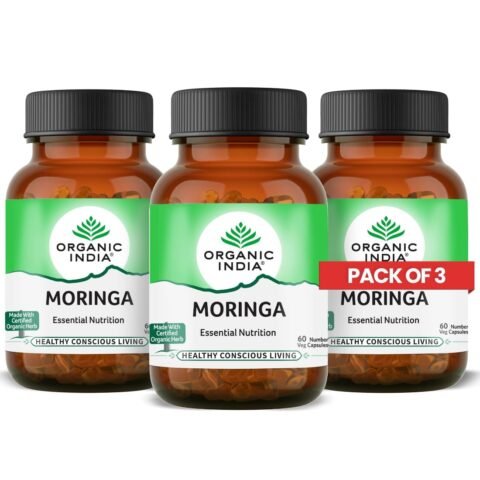 A TATA Product - Organic India Moringa Capsules - 60 Veg Caps (Pack of 3)