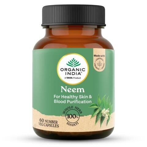A TATA Product - Organic India Neem Blood Purifier - 60 Veg Capsules, Natural Blood Purifier, Plant-Based Anti-Bacterial, Anti-Viral, With Immunity Boosting
