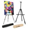 Grandink Portable Lightweight Tripod Easel for Professional Artists, Metal Display Easel Stand with Adjustable Height for Painting, Display and Advertisement Purposes – 5FT(Holds Canvas up to 32 Inch)