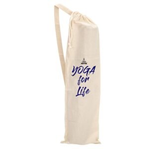 NETTIE Cotton Yoga Mat Carry Bag Big Size – Ivory | Drawstring & Strap | Fits Mats 2mm to 7mm Thick