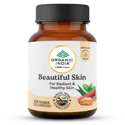 A TATA Product - Organic India Beautiful Skin Capsules - 60 Veg Caps, For Healthy, Radiant & Glow, Helps Rejuvenate Skin & Naturally Purify The...