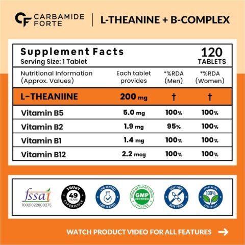 Carbamide Forte L Theanine 200mg with Vitamin B_2