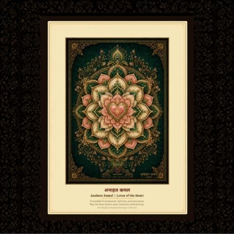 Anahata Kamal – Lotus of the Heart Mandala | HealThyRam Heritage Collection | Healing Expressions Framed Artworks For Elite Meaningful Gifting