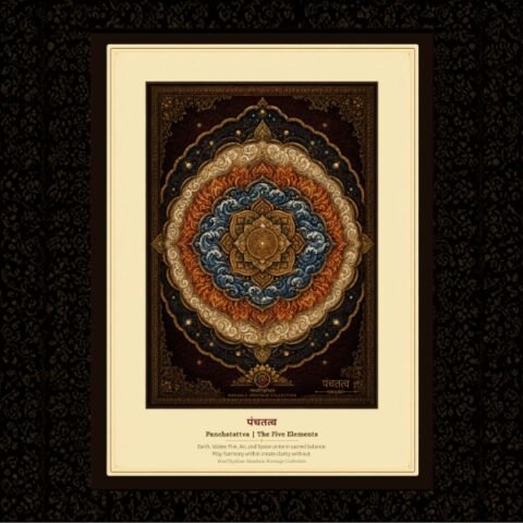 Panchatattva – Elemental Harmony Mandala | HealThyRam Heritage Collection | Healing Expressions Framed Artworks For Elite Meaningful Gifting