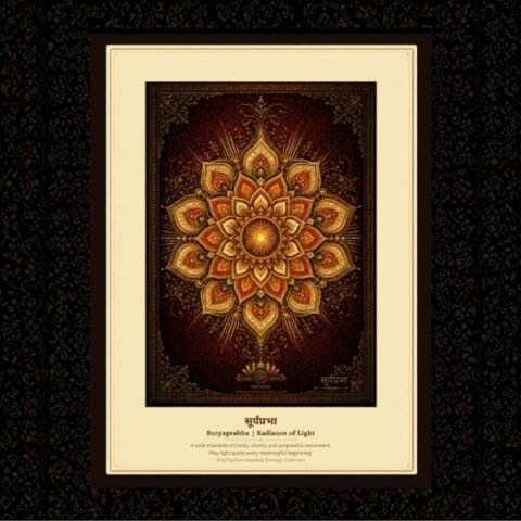 Surya Prabha – Radiant Clarity Mandala | HealThyRam Heritage Collection | Healing Expressions Framed Artworks For Elite Meaningful Gifting