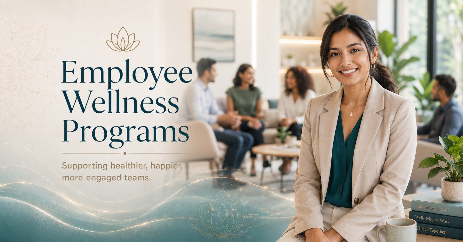 Employee wellness program — guided group breathwork and Mandala Art session at a QORI wellness workshop