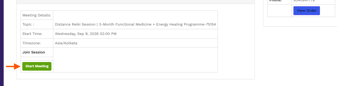 Start Meeting - Booking - Booking tab - Dashboard - Vendor Guide - HealThyRam