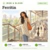 Ferritin: single test, iron and blood test with home sample collection. Illustration: a woman pausing on the metro station stairs.