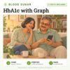 HbA1c with Graph: 3 tests included, blood sugar test with home sample collection. Illustration: an older couple on the sofa, the man reading his phone.