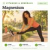 Magnesium: single test, vitamin and mineral test with home sample collection. Illustration: a woman stretching her calf after an evening run.