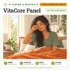 VitaCore Panel: 10 tests included, HealThyRam Exclusive, vitamin and mineral panel with home sample collection. Illustration: a young woman sitting up in bed, rubbing her eyes in the morning.