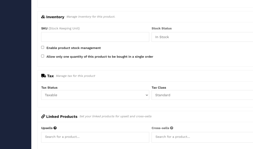 Inventory, Tax setup - Add New Product - Product tab - Dashboard - Vendor Guide - HealThyRam