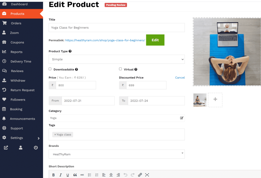 Add more info to Product- Add New Product - Product tab - Dashboard - Vendor Guide - HealThyRam-image011