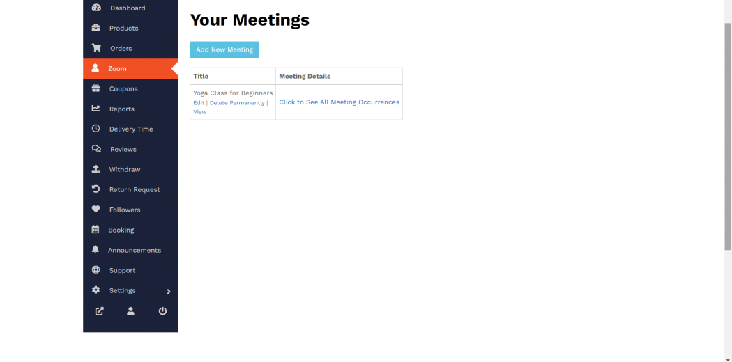 Your Meetings - Meeting tab - Dashboard - Vendor Guide - HealThyRam-image001