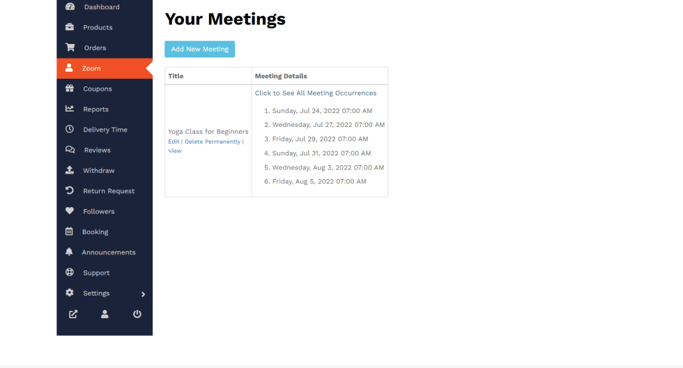 Your Meetings - Occurences - Meeting tab - Dashboard - Vendor Guide - HealThyRam-image002